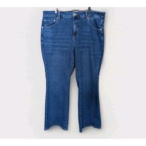 Eloquii Womens Jeans Size 16 Blue Denim Stretch Flare Casual Boho Trendy